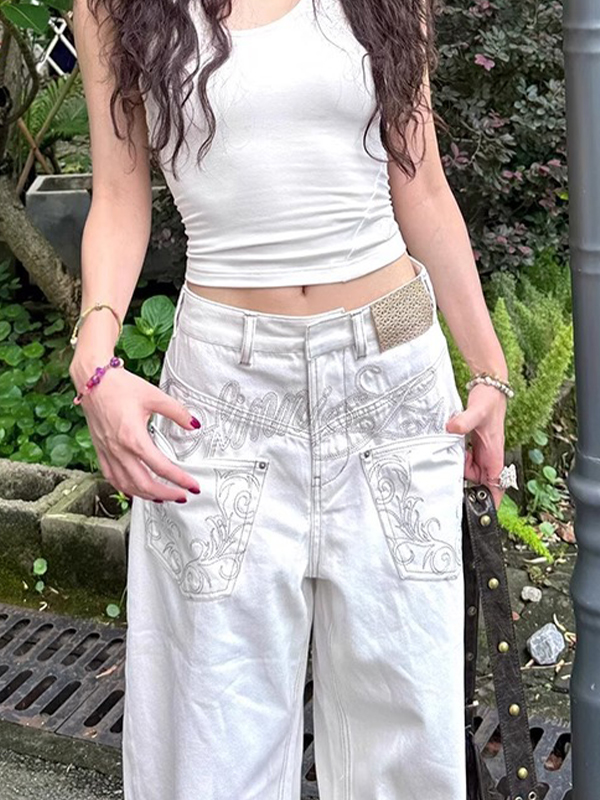 EMMIOL Jeans boyfriend strappati in stile vintage