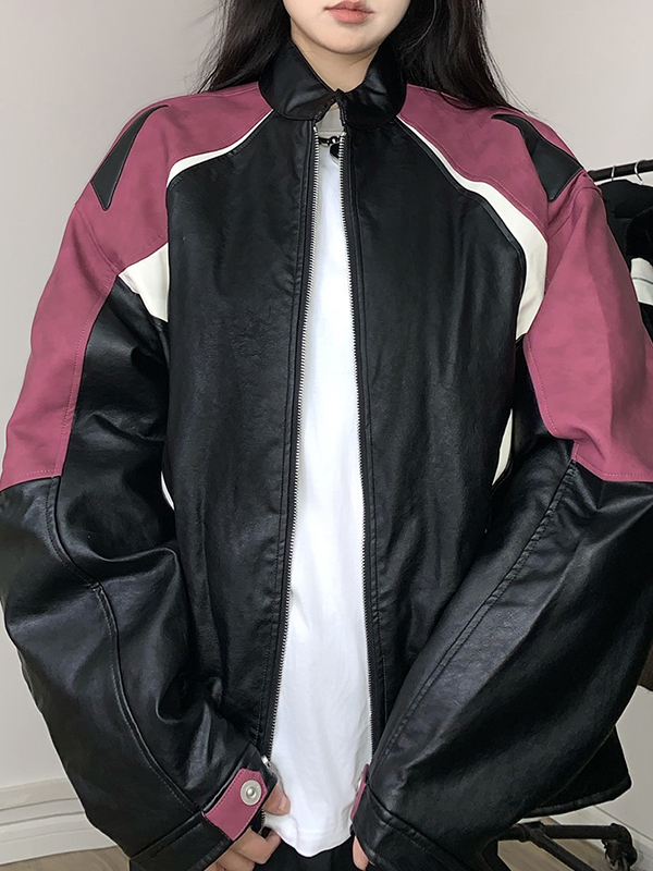 EMMIOL Amerikanische Jacke im Colour-Blocking-Stil