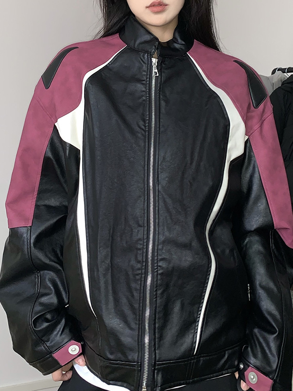 EMMIOL Amerikanische Jacke im Colour-Blocking-Stil