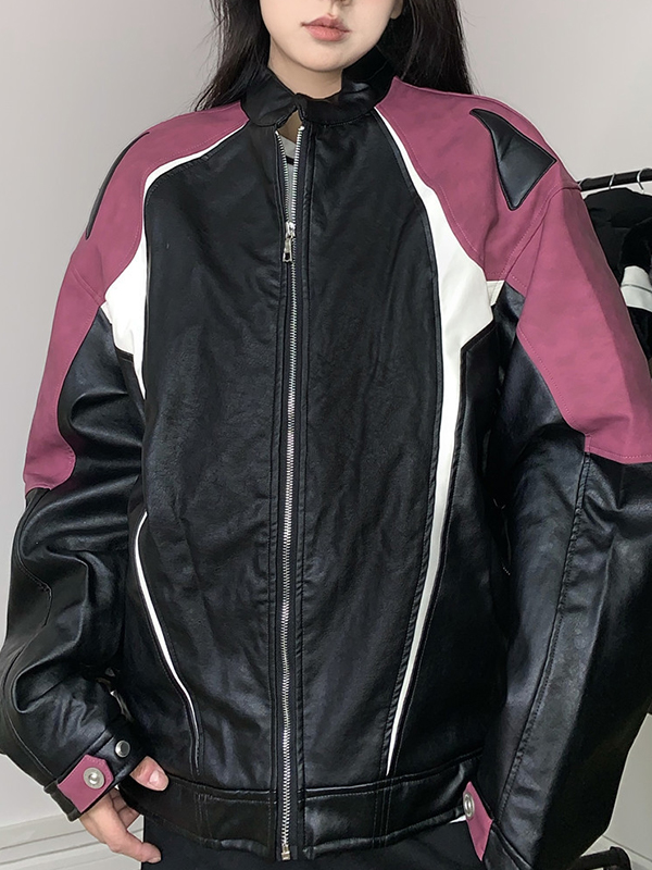 EMMIOL Amerikanische Jacke im Colour-Blocking-Stil