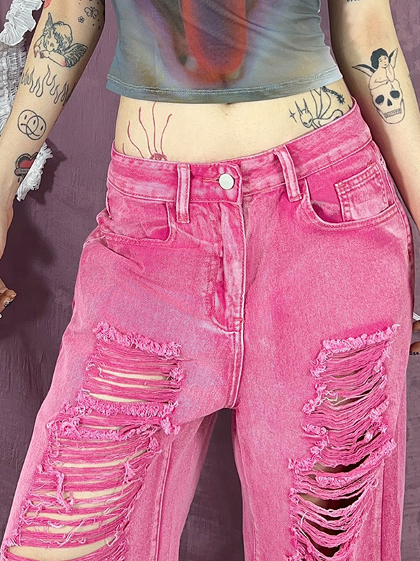 EMMIOL Jeans strappati con buchi distintivi