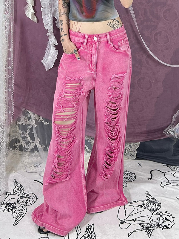 EMMIOL Jeans strappati con buchi distintivi