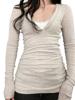EMMIOL V-Ausschnitt Spitze Patchwork Langarm