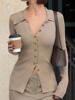 EMMIOL Elegantes Langarmshirt in Volltonfarbe