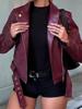 EMMIOL Modische Revers-Lederjacke
