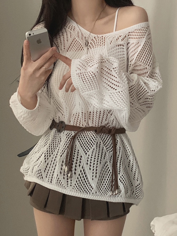 EMMIOL Ästhetisches Langarmshirt im Lazy-Chic-Design