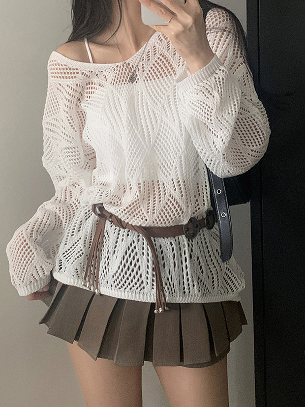 EMMIOL Ästhetisches Langarmshirt im Lazy-Chic-Design