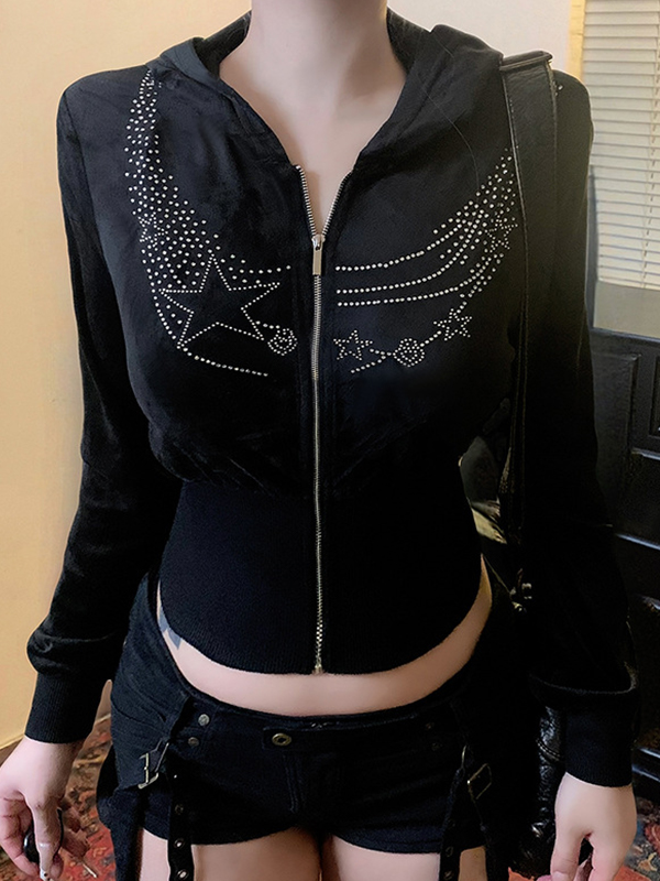 EMMIOL Jacke mit Strassverzierung im dunklen Stil