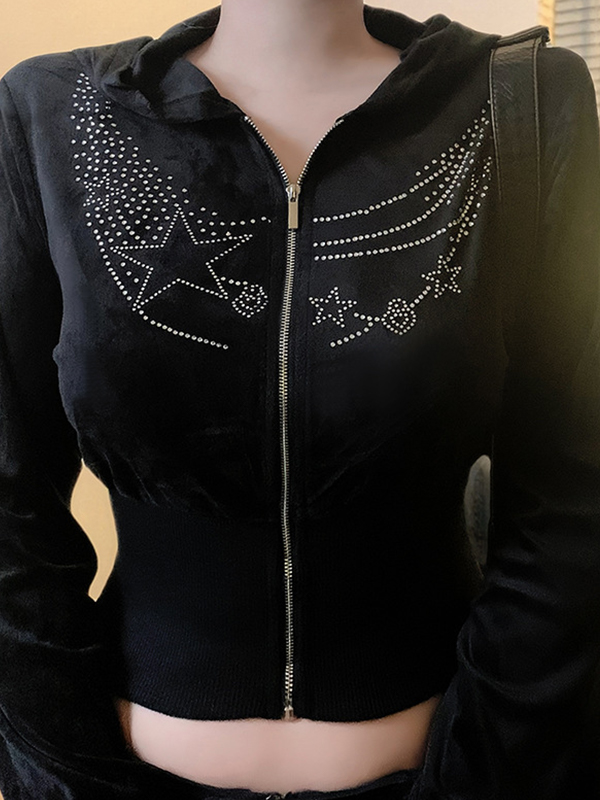 EMMIOL Jacke mit Strassverzierung im dunklen Stil
