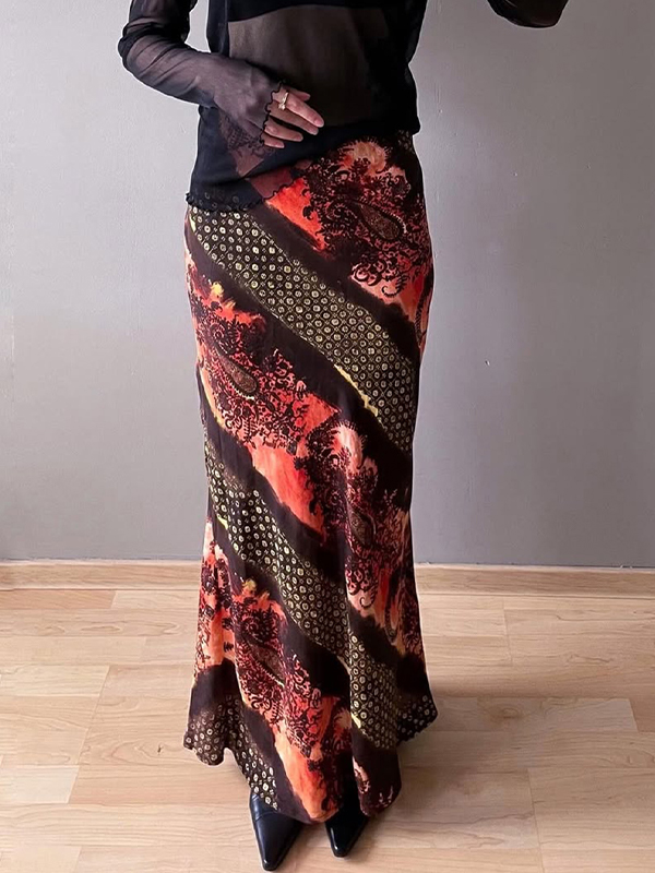 EMMIOL Gonna lunga con stampa floreale vintage