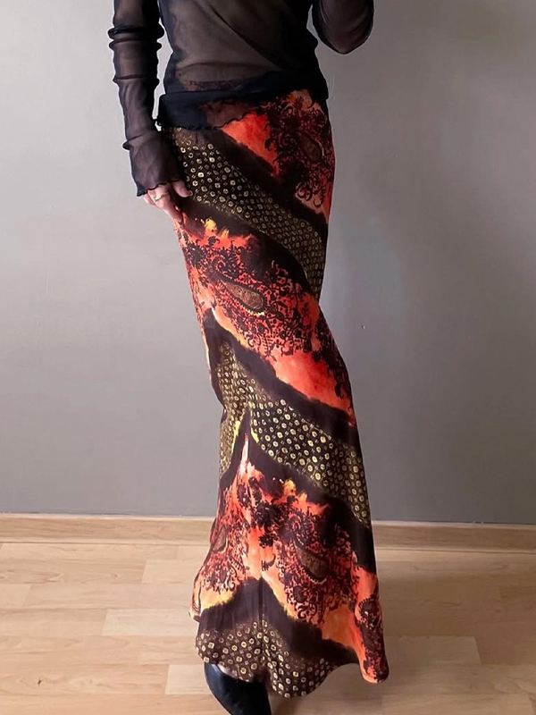 EMMIOL Gonna lunga con stampa floreale vintage
