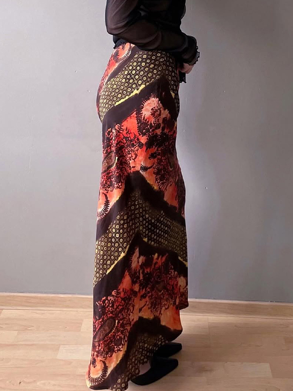 EMMIOL Gonna lunga con stampa floreale vintage