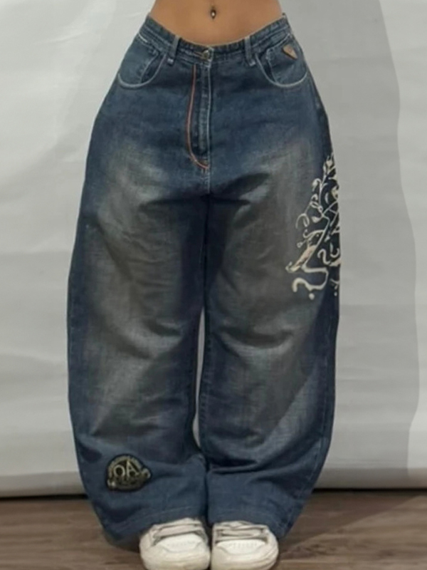 EMMIOL Jeans boyfriend con ricamo streetwear su misura ispirati al retrò