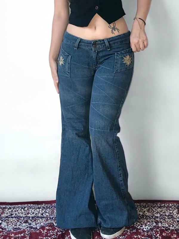 EMMIOL Jeans a zampa americani in stile streetwear distintivi