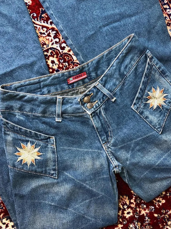 EMMIOL Jeans a zampa americani in stile streetwear distintivi