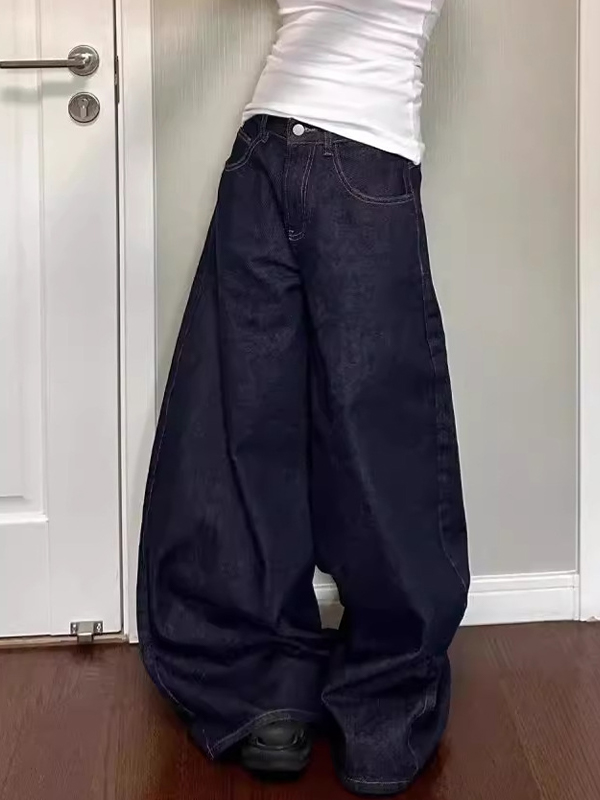 EMMIOL Jeans boyfriend a vita alta, dritti e lunghi fino al pavimento