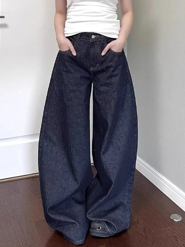 EMMIOL Jeans boyfriend a vita alta, dritti e lunghi fino al pavimento