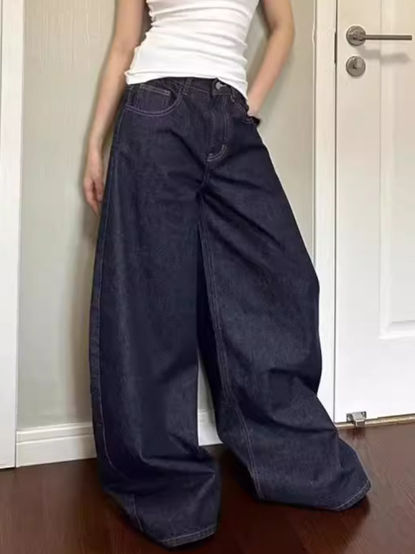 EMMIOL Jeans boyfriend a vita alta, dritti e lunghi fino al pavimento