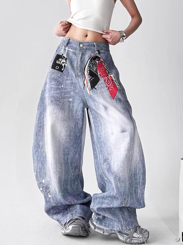EMMIOL Jeans boyfriend con stampa digitale