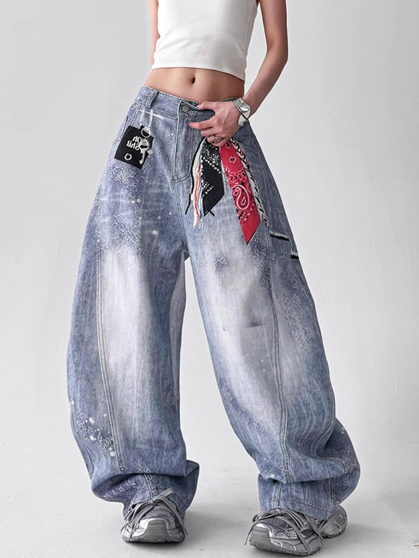 EMMIOL Jeans boyfriend con stampa digitale