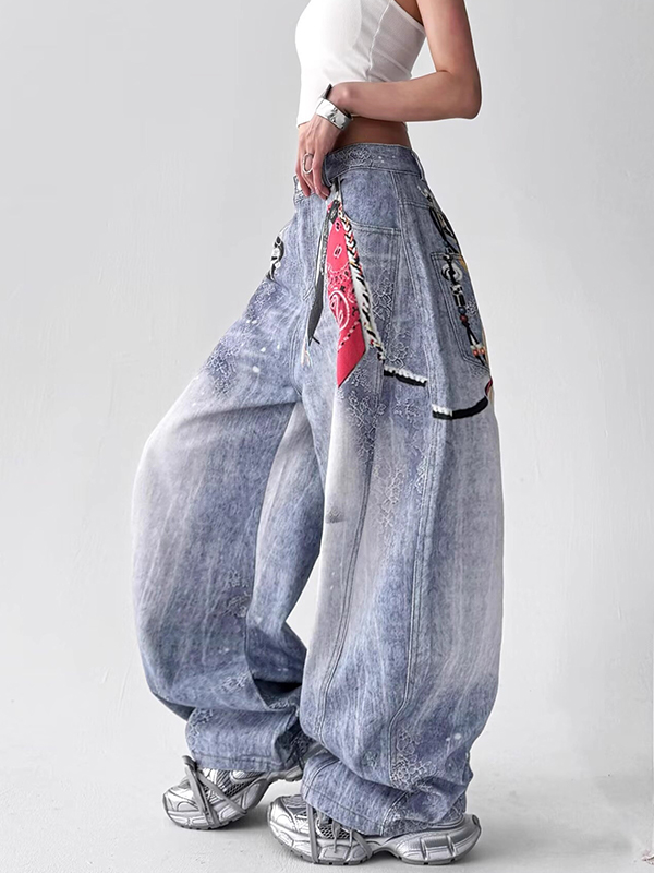 EMMIOL Jeans boyfriend con stampa digitale