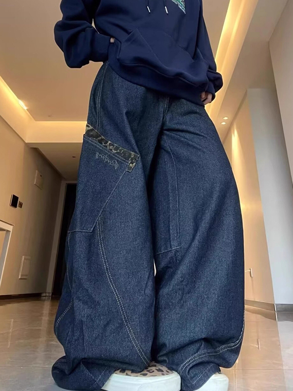 EMMIOL Jeans boyfriend con stampa leopardata vintage di American High Street