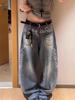 EMMIOL Jeans boyfriend con ricamo floreale dell'alfabeto
