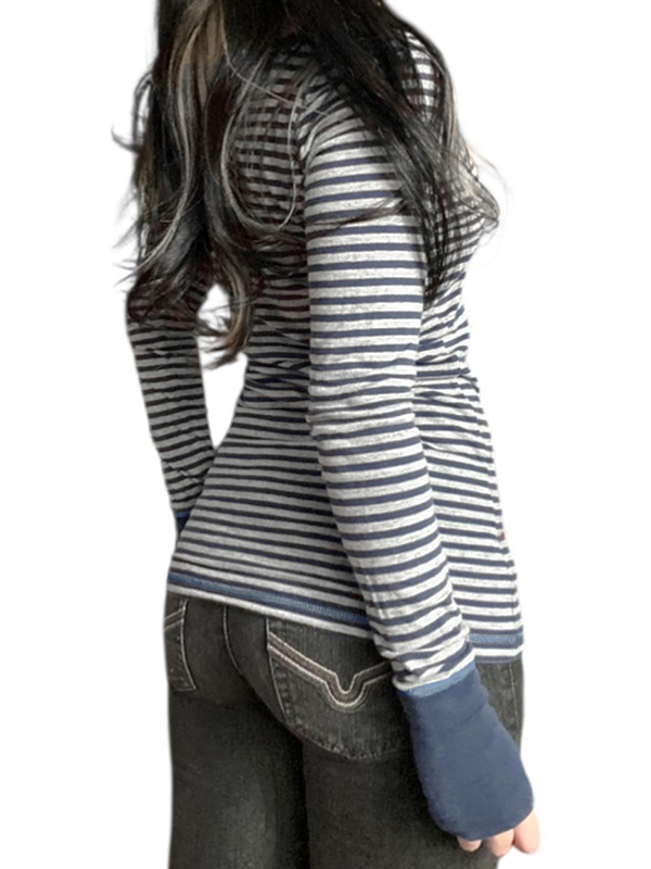 EMMIOL Bequemes Wind Stripes Langarmshirt