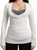 EMMIOL Vee Neck Lace Insert Long Sleeve