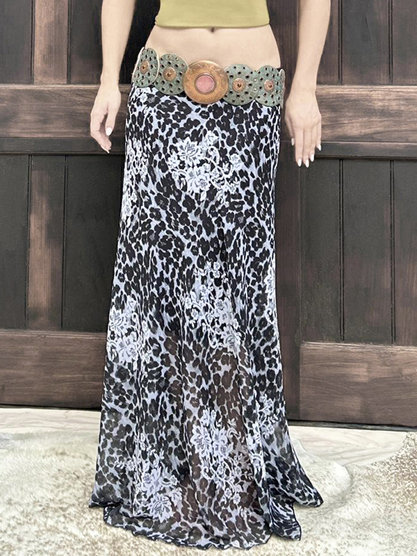 EMMIOL Retro-Inspired High-Waisted Leopard Print Maxi Skirt