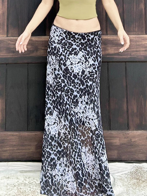 EMMIOL Retro-Inspired High-Waisted Leopard Print Maxi Skirt