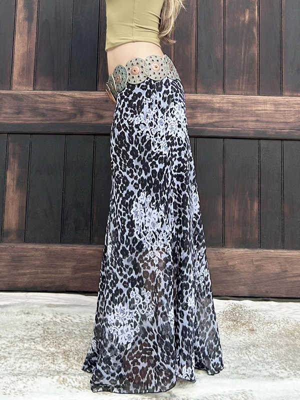 EMMIOL Retro-Inspired High-Waisted Leopard Print Maxi Skirt