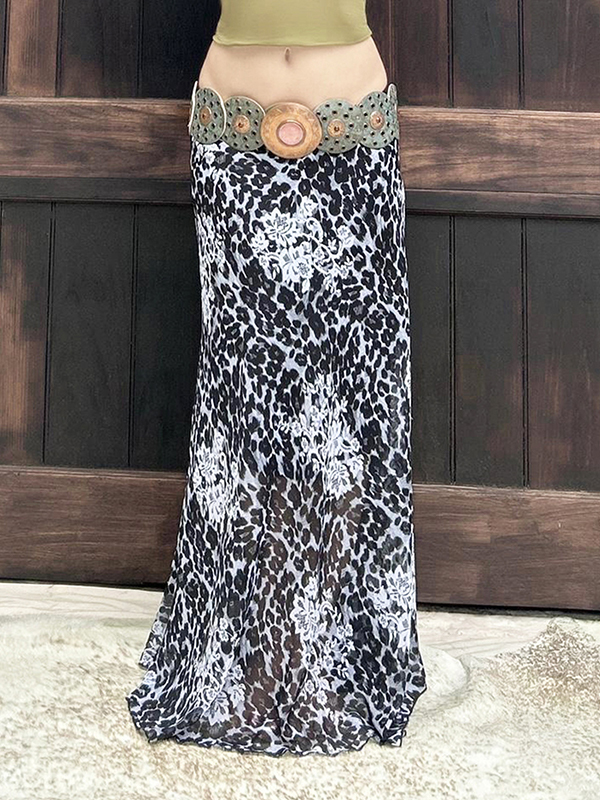 EMMIOL Retro-Inspired High-Waisted Leopard Print Maxi Skirt