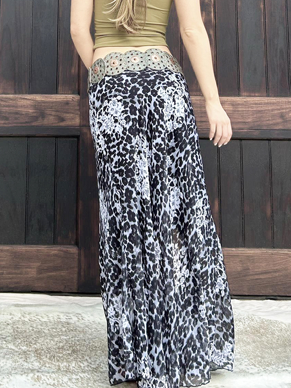 EMMIOL Retro-Inspired High-Waisted Leopard Print Maxi Skirt