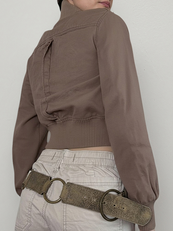 EMMIOL Retro-Jacke mit Reißverschluss und Stehkragen