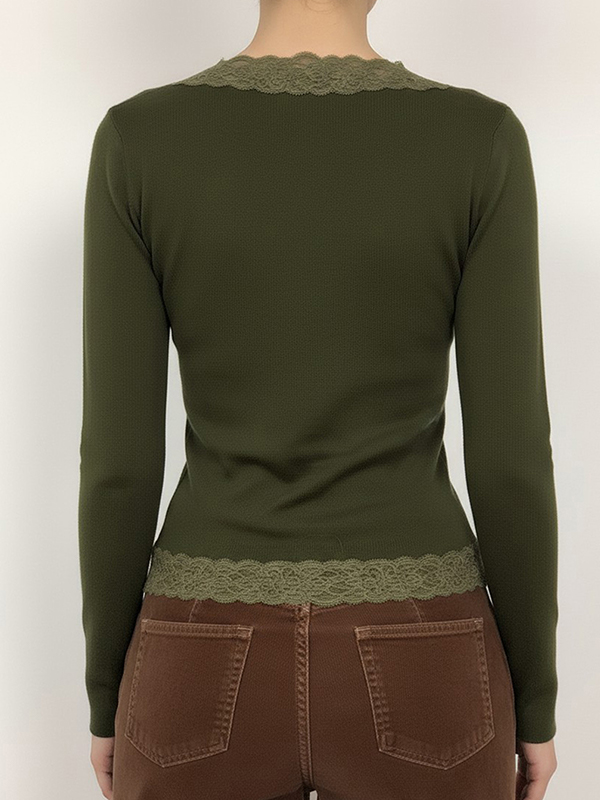 EMMIOL Cardigan in pizzo vintage con scollo a V