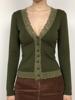 EMMIOL Cardigan in pizzo vintage con scollo a V