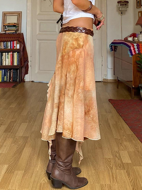 EMMIOL Retro Gradient Wasteland Aesthetic Maxi Skirt