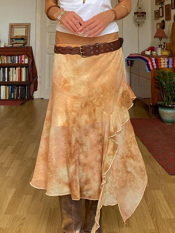 EMMIOL Retro Gradient Wasteland Aesthetic Maxi Skirt