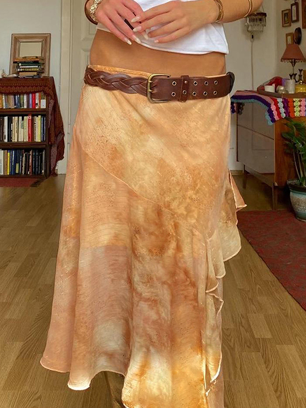 EMMIOL Retro Gradient Wasteland Aesthetic Maxi Skirt