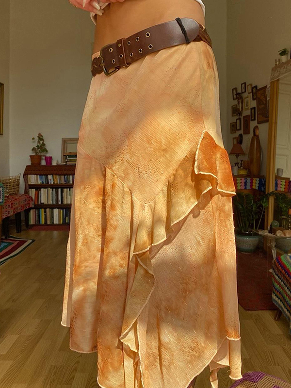 EMMIOL Retro Gradient Wasteland Aesthetic Maxi Skirt