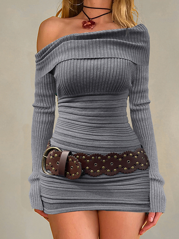 EMMIOL Striped Off-The-Shoulder Top Mini Dress