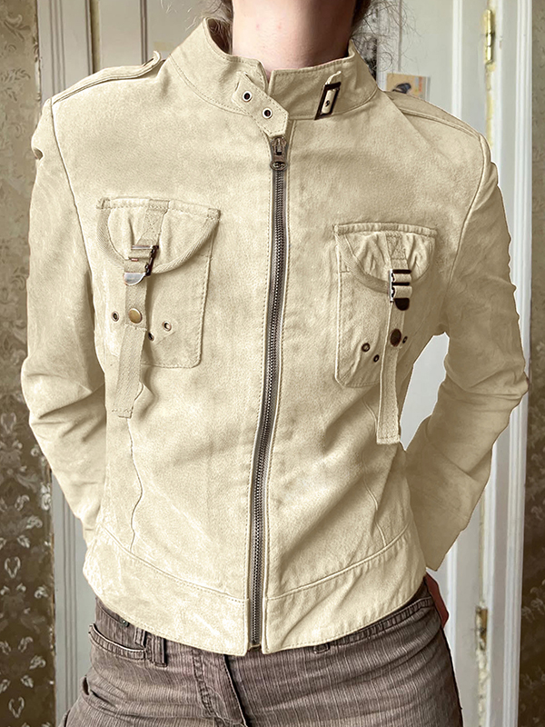 EMMIOL Jacke im amerikanischen Stil mit Utility-Taschen