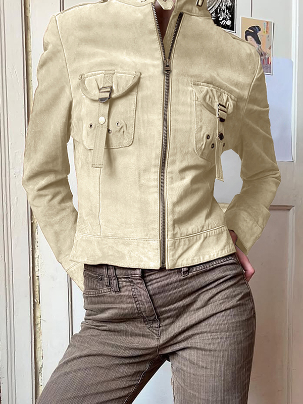 EMMIOL Jacke im amerikanischen Stil mit Utility-Taschen