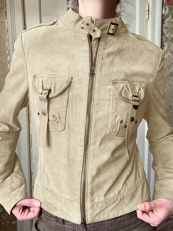 EMMIOL Jacke im amerikanischen Stil mit Utility-Taschen