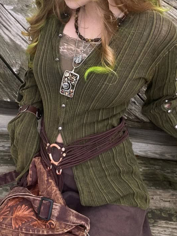 EMMIOL Cardigan aderente con scollo a V e bottoni
