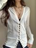 EMMIOL Cardigan con scollo a V e bottoni in tinta unita