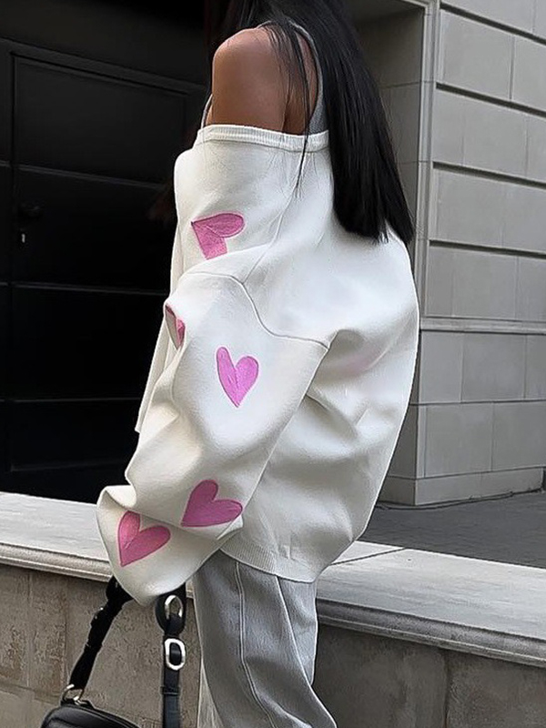 EMMIOL Cardigan con cuore ricamato
