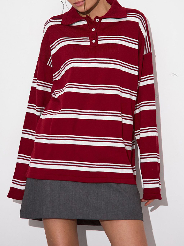 EMMIOL Lapel Knit Long Sleeve