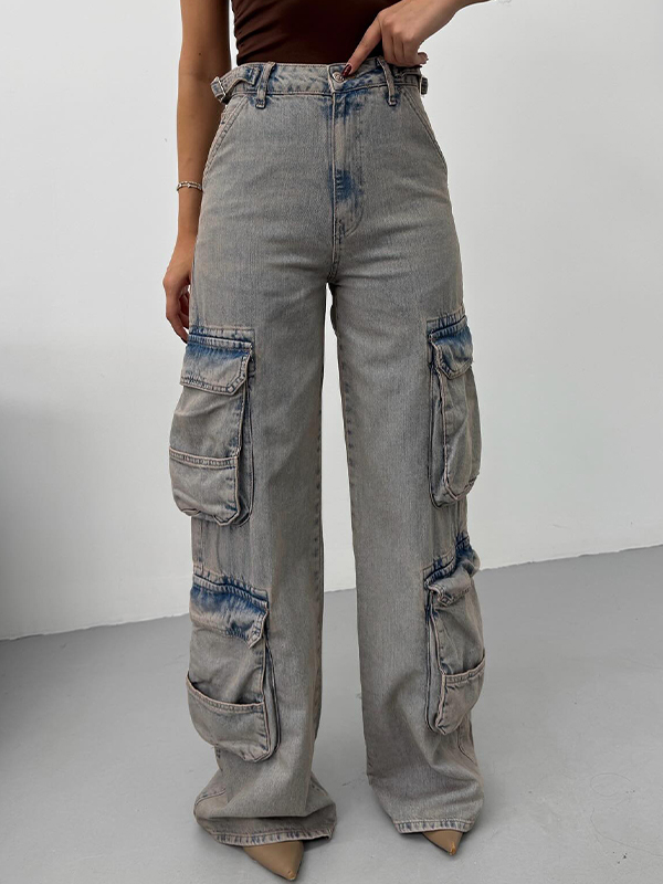 EMMIOL Jeans boyfriend multitasche in stile American Workwear